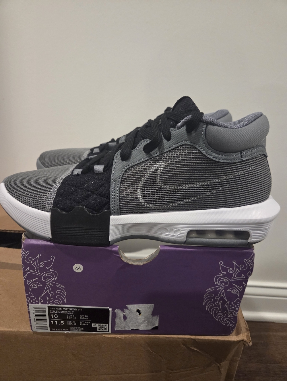 Nike LeBron Witness VIII 8 Cool Grey Black Size 10